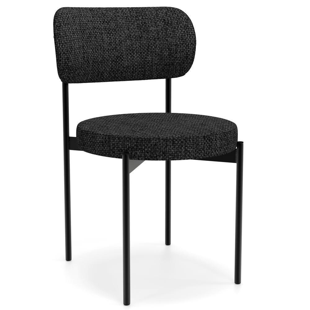 Cadeira Decorativa Estofada Para Sala De Jantar Louvre L02 Linho Chumbo - Lyam Decor - 1