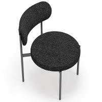 Cadeira Decorativa Estofada Para Sala De Jantar Louvre L02 Linho Chumbo - Lyam Decor - 6