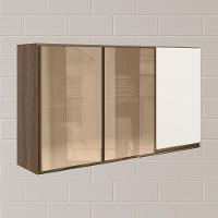 Armario Aereo 3p Vid Mdf 120cm Kali 1219764 Carvalho Toq Off White Cetim Nicioli Carvalho Toq Off White Cetim - 2