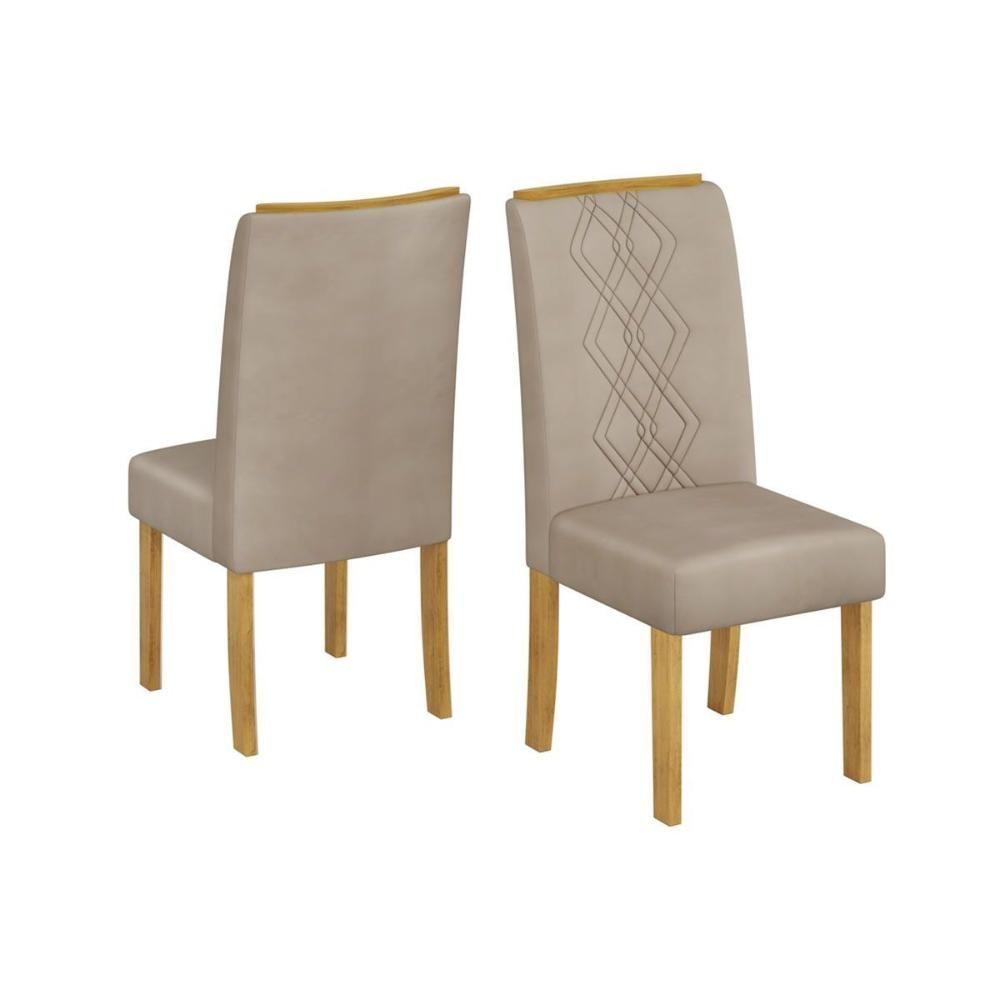 Cadeira Sala De Jantar Ayla Kit 2 Un Freijo-suede Creme - Dj Móveis - 1