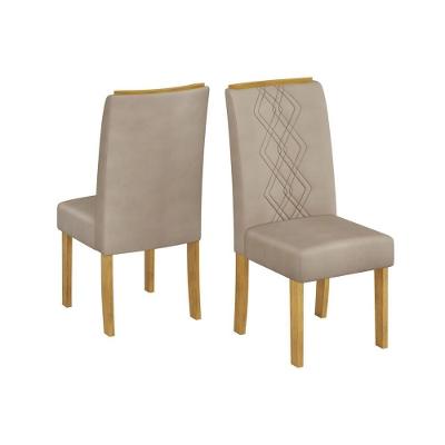 Cadeira Sala De Jantar Ayla Kit 2 Un Freijo-suede Creme - Dj Móveis