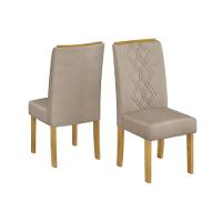 Cadeira Sala De Jantar Ayla Kit 2 Un Freijo-suede Creme - Dj Móveis - 1