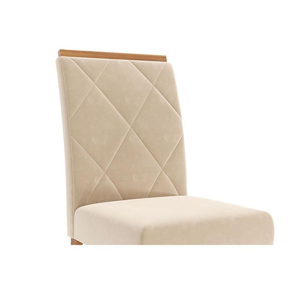 Cadeira Sala De Jantar Fernanda Wood Kit 4 Un Carvalho-suede Nude Bege - Cimol - 5