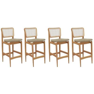 Banqueta Sala De Jantar Liz 1bmm009ca Premium Madeira Maciça Kit 4 Un Carvalho-boucle Bege-tela Bege - Kappesberg