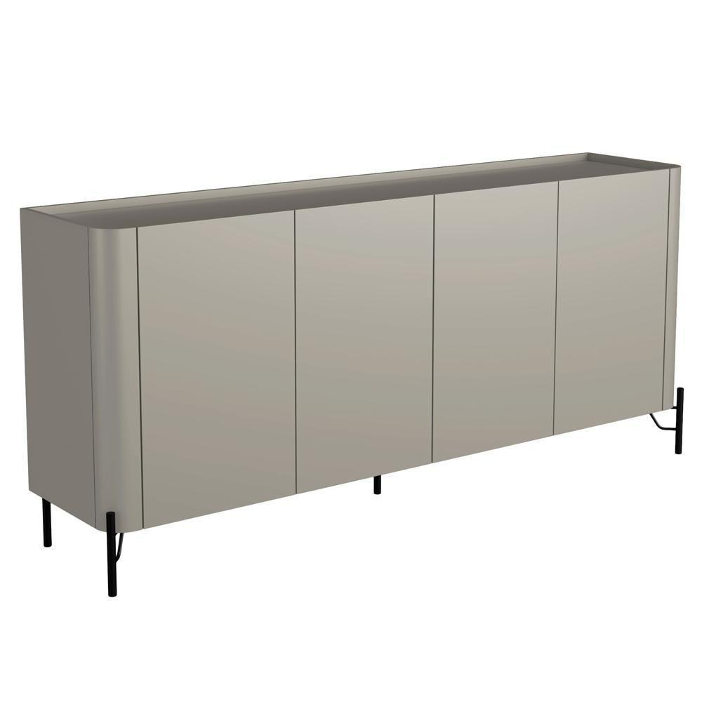 Buffet Para Sala De Jantar 4 Portas 1 Gaveta Pés Industrial Preto Naim I03 Grigio - Lyam - 1