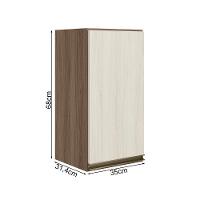 Armario Aereo 1 Porta Mdf 35 Cm Kali 16089 Carvalho Toq Bianco Toq Nicioli Carvalho Toq Bianco Toq - 3