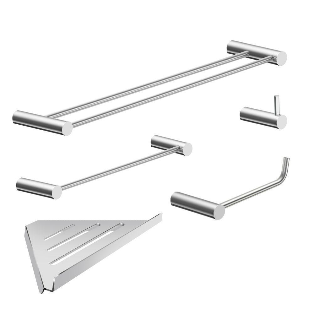 Kit Acessórios Para Banheiro Escovado 5 Peças Grego Metal 2160or - 1