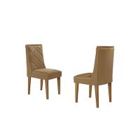 Cadeira Sala De Jantar Pietá Kit 2 Un Madeira Capuccino-linho Bege Turim - Rufato - 1