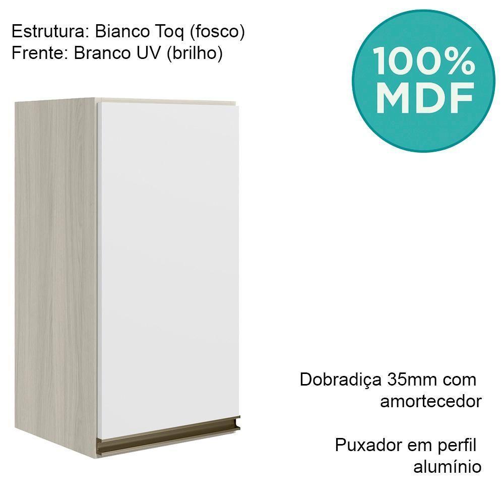 Armario Aereo 1 Porta Mdf 35 Cm Kali 16089 Bianco Toq Branco Uv Nicioli Bianco Toq Branco Uv - 4
