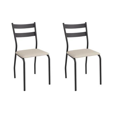 Cadeira Sala De Jantar Bali 2c141prf Aço Kit 2 Un Preto-ano Bege - Kappesberg