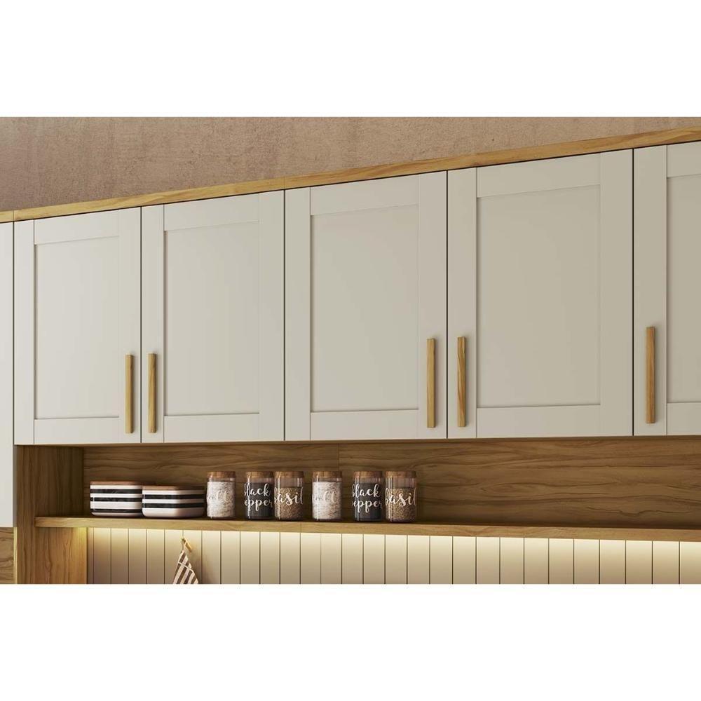 Armário Aéreo P- Cozinha Riesling C- 2 Portas E Prateleira 80cm Amendoa-off White - Ronipa - 4