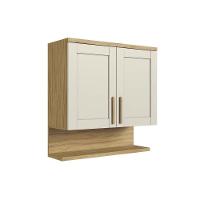 Armário Aéreo P- Cozinha Riesling C- 2 Portas E Prateleira 80cm Amendoa-off White - Ronipa - 1