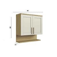 Armário Aéreo P- Cozinha Riesling C- 2 Portas E Prateleira 80cm Amendoa-off White - Ronipa - 2