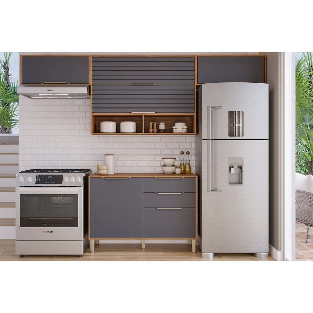 Armário Aéreo P- Cozinha Esplendida C- 2 Portas Basculantes 120cm Cinamomo-titanium - Mgm - 4