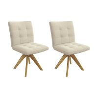 Cadeira Sala De Jantar Nice 1c001ca Premium Madeira Maciça Kit 2 Un Carvalho-linho Bege Argila - Kappesberg - 1