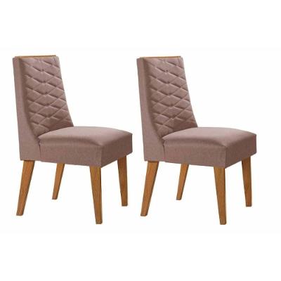 Cadeira De Cozinha Dafne Kit 2 Un Madeira Capuccino-linho Capuccino - Rufato