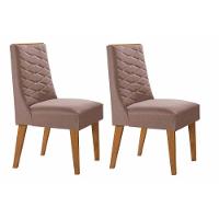 Cadeira De Cozinha Dafne Kit 2 Un Madeira Capuccino-linho Capuccino - Rufato - 1