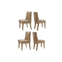 Cadeira Sala De Jantar Dafne Kit 4 Un Madeira Capuccino-linho Bege Turim - Rufato - 1