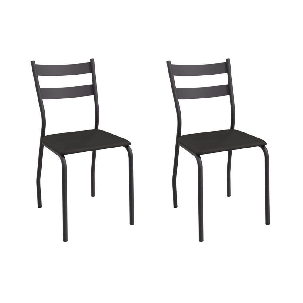 Cadeira Sala De Jantar Bali 2c141prf Aço Kit 2 Un Preto-ano Preto - Kappesberg - 1