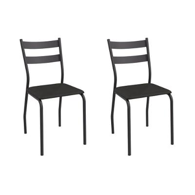 Cadeira Sala De Jantar Bali 2c141prf Aço Kit 2 Un Preto-ano Preto - Kappesberg
