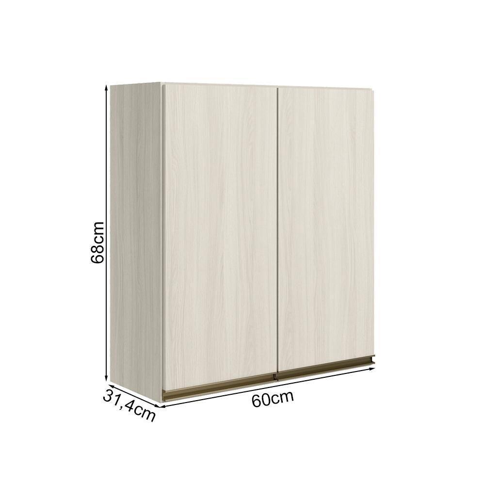 Armario Aereo 2 Portas Mdf 60 Cm Kali 12205 Bianco Toq Bianco Toq Nicioli Bianco Toq Bianco Toq - 3
