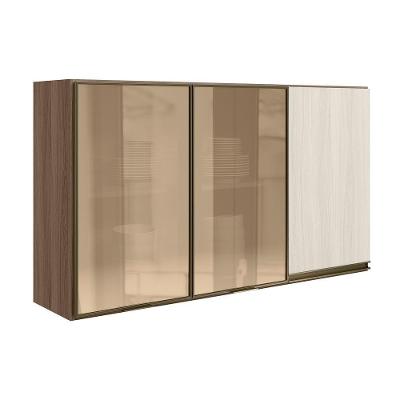 Armario Aereo 3p Vid Mdf 120cm Kali 1219764 Carvalho Toq Bianco Toq Nicioli Carvalho Toq Bianco Toq