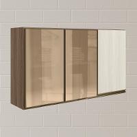 Armario Aereo 3p Vid Mdf 120cm Kali 1219764 Carvalho Toq Bianco Toq Nicioli Carvalho Toq Bianco Toq - 2