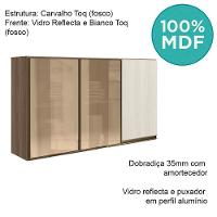 Armario Aereo 3p Vid Mdf 120cm Kali 1219764 Carvalho Toq Bianco Toq Nicioli Carvalho Toq Bianco Toq