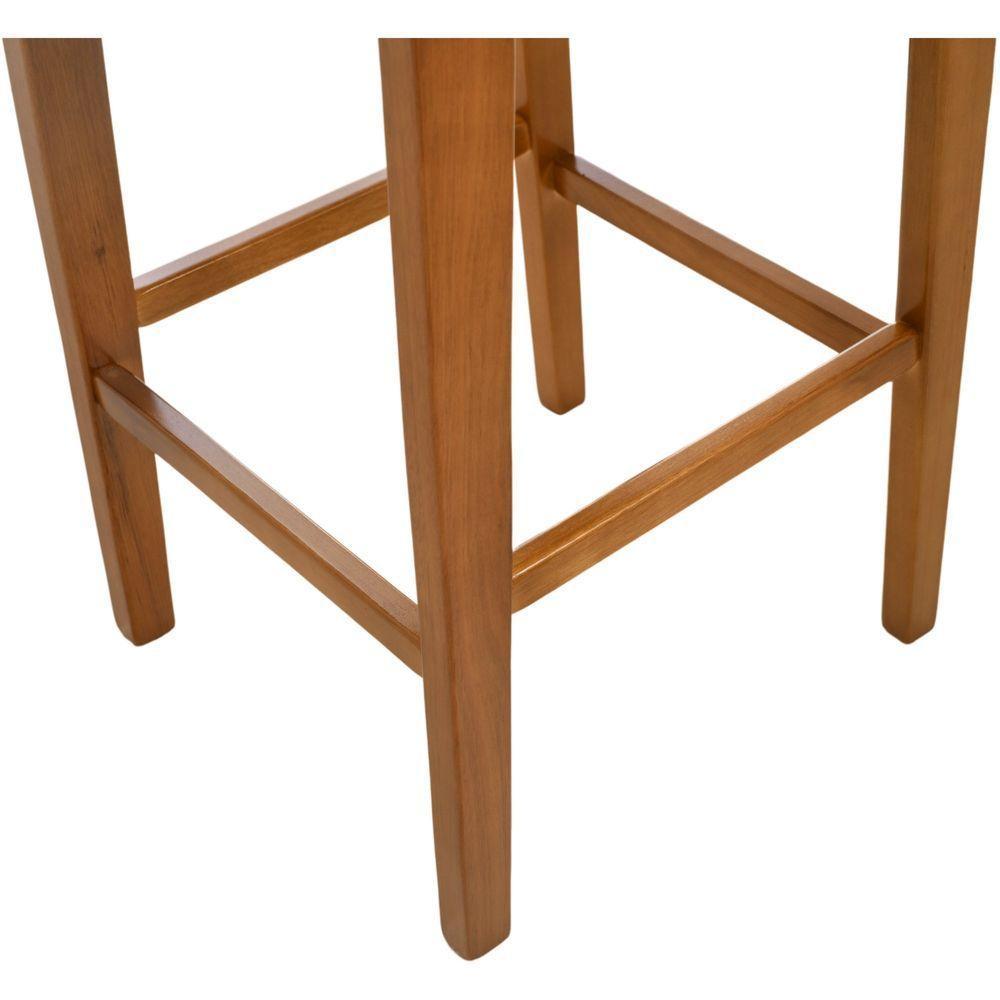 Banqueta Toscana Madeira Maciça Carvalho Tela Bege Tecido Linho Bege - 7