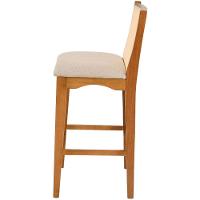 Banqueta Toscana Madeira Maciça Carvalho Tela Bege Tecido Linho Bege