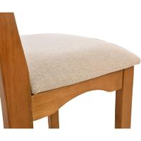 Banqueta Toscana Madeira Maciça Carvalho Tela Bege Tecido Linho Bege - 8