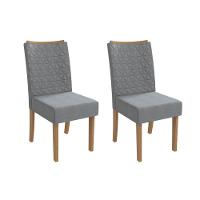 Cadeira Sala De Jantar Rosa 2cad129 Madeirado Kit 2 Un Canela-linho Grafite - Kappesberg - 1