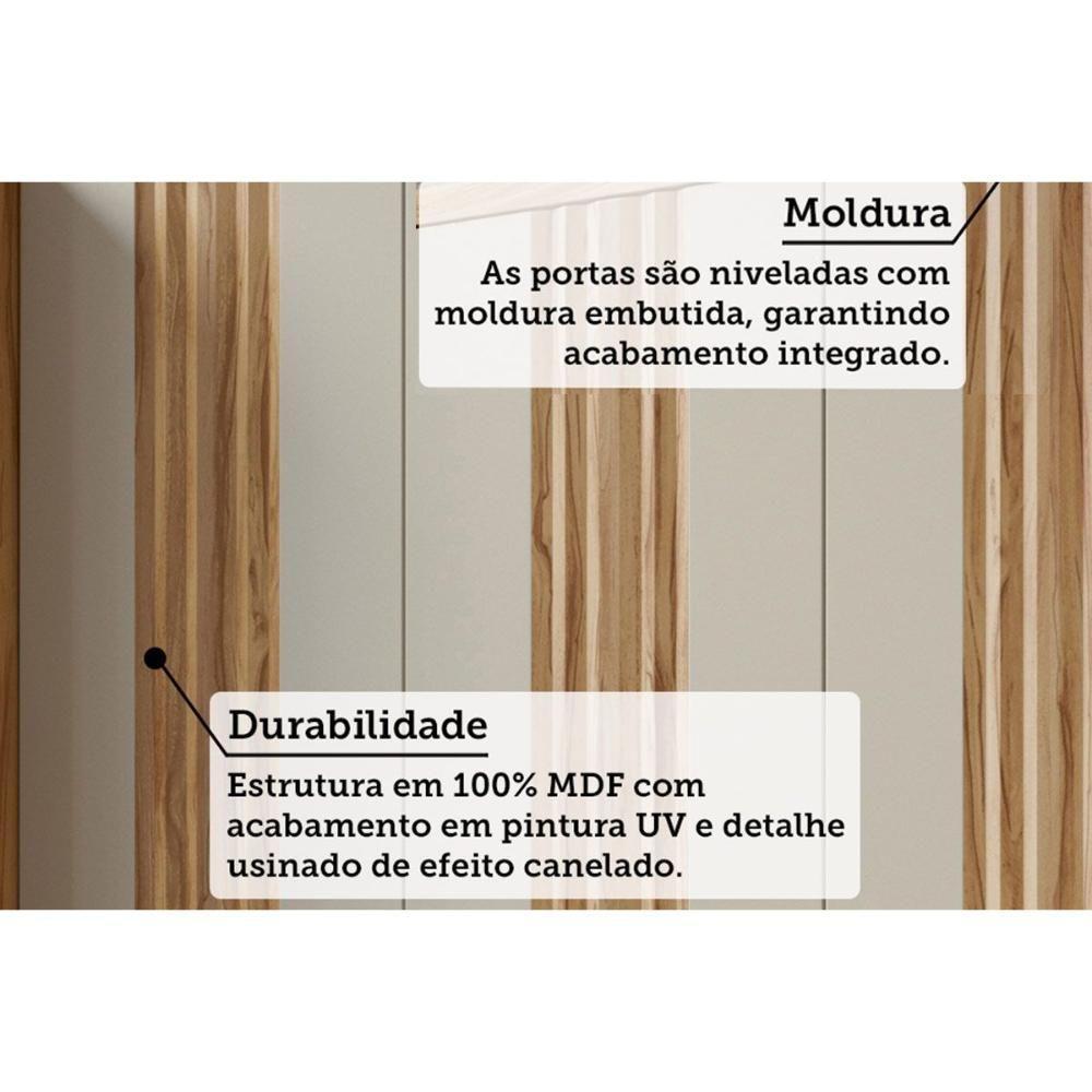 Armário Aéreo P- Cozinha Sauvignon C- 3 Portas Canelada 120cm Amendoa-off White - Ronipa - 3