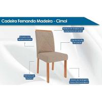 Cadeira Sala De Jantar Fernanda Wood Kit 6 Un Carvalho-suede Nude Bege - Cimol