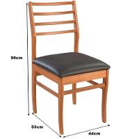 Cadeira Jantar Dubai Madeira Maciça Amendoa Encosto Madeira Assento Corino Preto - 2