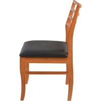 Cadeira Jantar Dubai Madeira Maciça Amendoa Encosto Madeira Assento Corino Preto