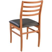 Cadeira Jantar Dubai Madeira Maciça Amendoa Encosto Madeira Assento Corino Preto - 5