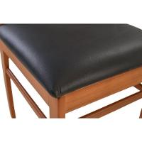 Cadeira Jantar Dubai Madeira Maciça Amendoa Encosto Madeira Assento Corino Preto - 6