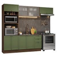 Armário De Cozinha Completa 270 Cm Rustic-verde Vik Madesa 03 Rustic-verde - 2
