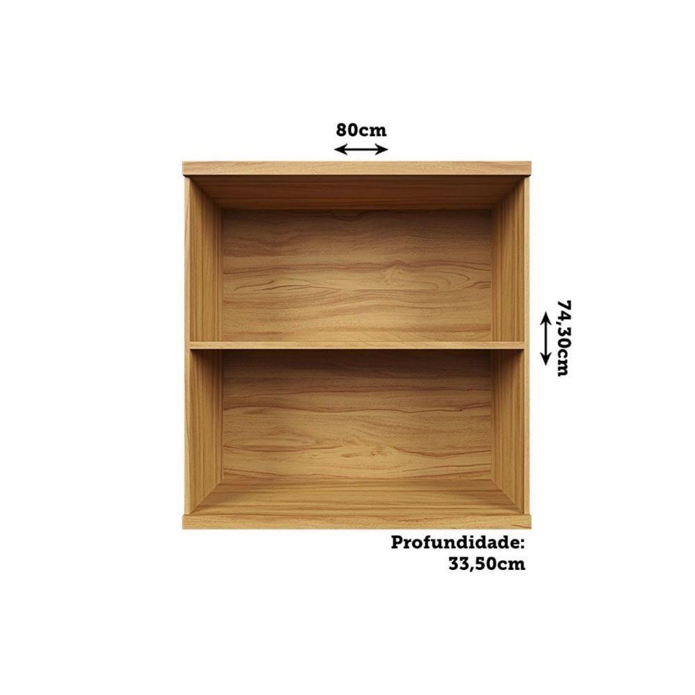 Armário Aéreo Cozinha Modulado Sauvignon C- 2 Portas Canelada 80cm Amendoa-off White - Ronipa - 2