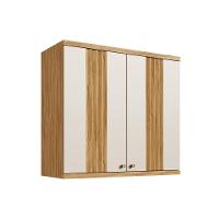Armário Aéreo Cozinha Modulado Sauvignon C- 2 Portas Canelada 80cm Amendoa-off White - Ronipa - 1