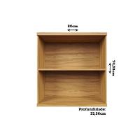 Armário Aéreo Cozinha Modulado Sauvignon C- 2 Portas Canelada 80cm Amendoa-off White - Ronipa - 2