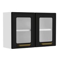 Armário Aéreo P- Cozinha Bella C- 2 Portas C- Vidro 80cm Grafite - Bertolini - 1