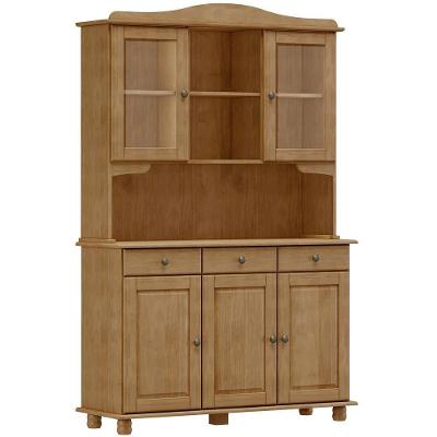 Armário De Cozinha Rústico Com Cristaleira 5 Portas 3 Gavetas Lazuli F06 Freijó - Lyam Decor