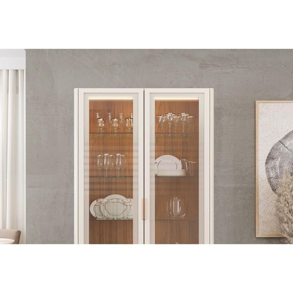 Buffet De Sala Jantar Olivia C- 2 Portas (2 C- Vidro) 179x80cm Off White-freijó - Dj Móveis - 4