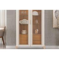 Buffet De Sala Jantar Olivia C- 2 Portas (2 C- Vidro) 179x80cm Off White-freijó - Dj Móveis - 5