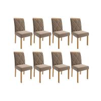 Cadeira Sala De Jantar Fernanda Wood Kit 8 Un Carvalho-suede Joli Capuccino - Cimol - 1