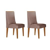 Cadeira Sala De Jantar Dakota Kit 2 Un Naturale-linho Capuccino - Rufato - 1