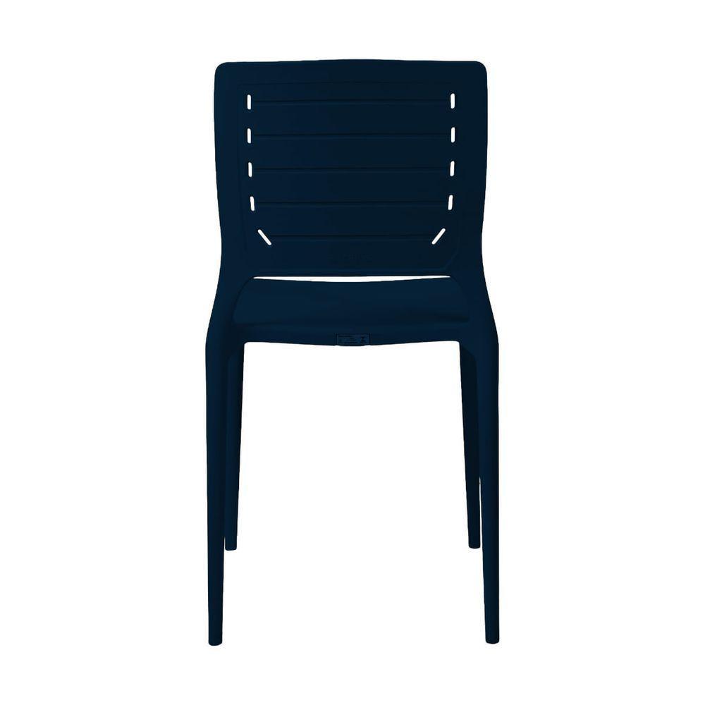 Cadeira Empilhável Saturno Azul Marinho Em Polipropileno Acrilys - 4