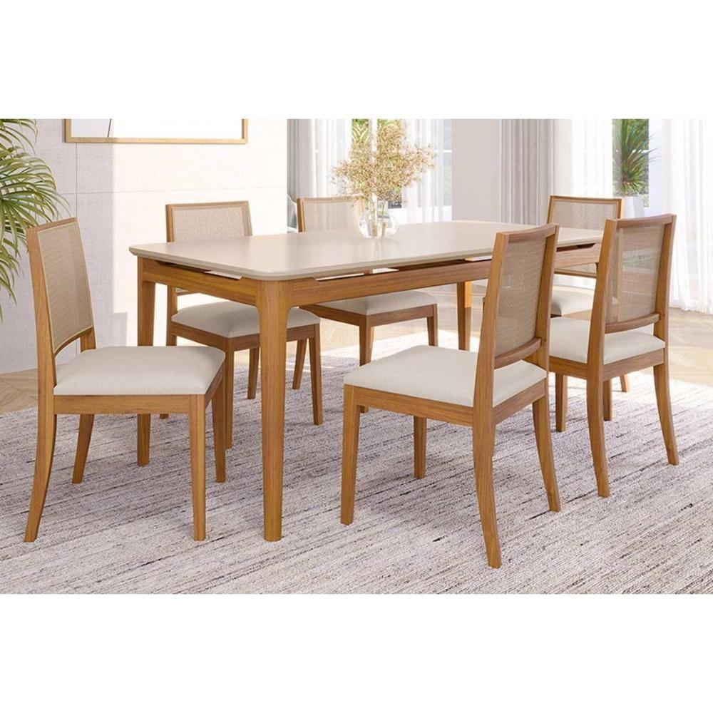 Cadeira Sala De Jantar Buriti Kit 2 Un Carvalho-linho Cinza-tela - Cimol - 6